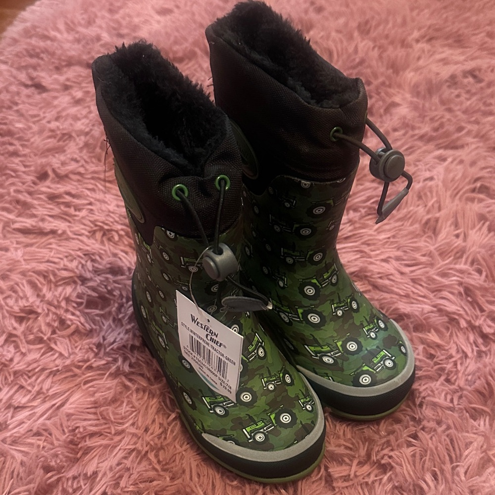 Western Chief Green Tractor Kids' Rain Boots